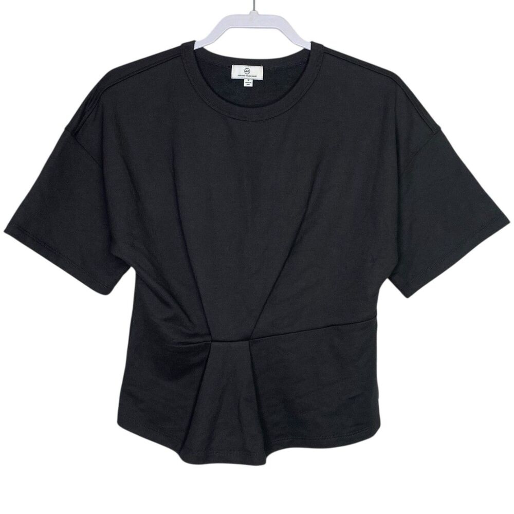 AG Adriano Goldschmied Top Womens Small Gray Shirt Boxy Pleat Short Sleeve NEW